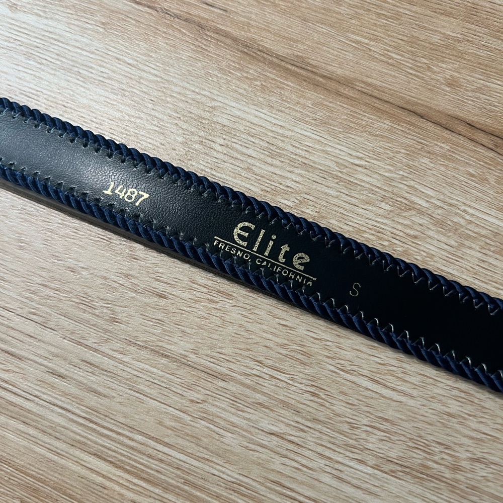 Like New ELITE - Blue Brown Woven Western Belt - Brushed Detailed Hardware - Picture 2 of 4